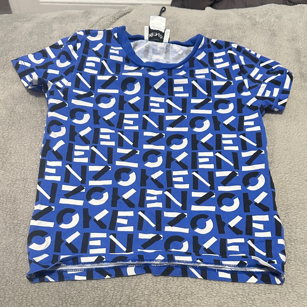 Kenzo Kids Blue and White Logo Tee